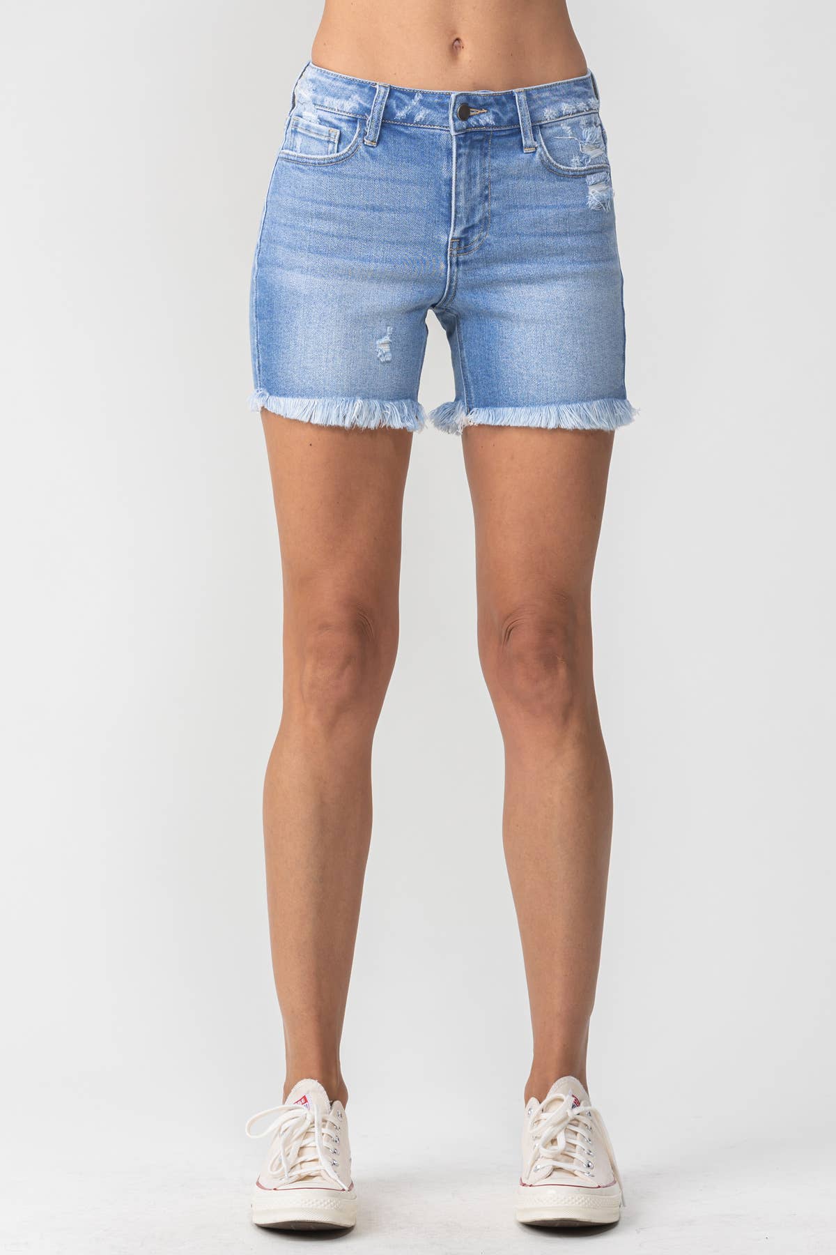 Mid Rise Frayed Shorts