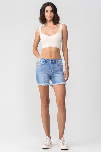 Mid Rise Frayed Shorts