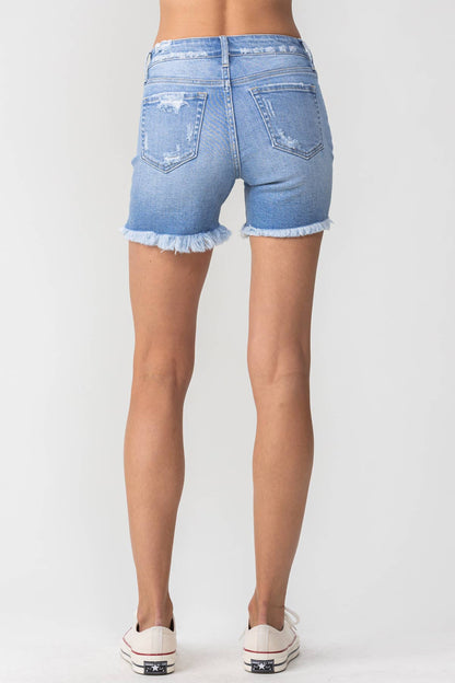 Mid Rise Frayed Shorts